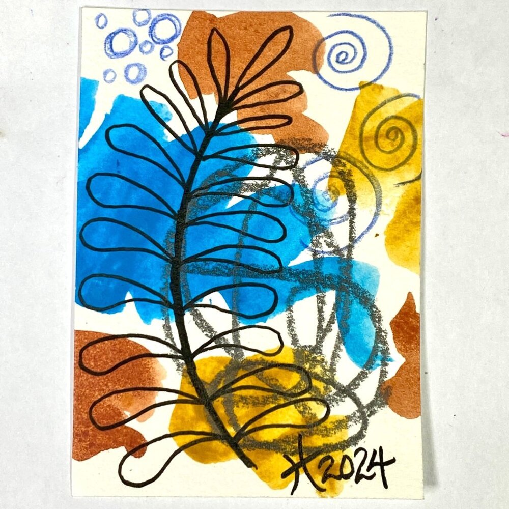 ACEO Original Mixed Media Mini Art Trading Card Size ATC by Tristina Dietz Elmes